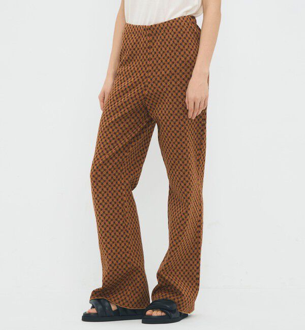 CABaN「コットンポリエステル チェックジャカード セミフレアニットパンツ」|ニット・セーター|