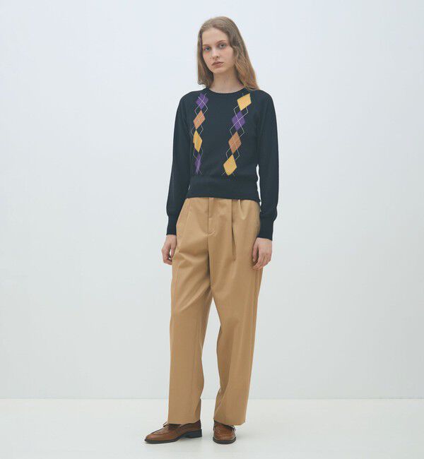 MACPHEE「プレーンウールアーガイル クルーネックプルオーバー」|ニット・セーター|