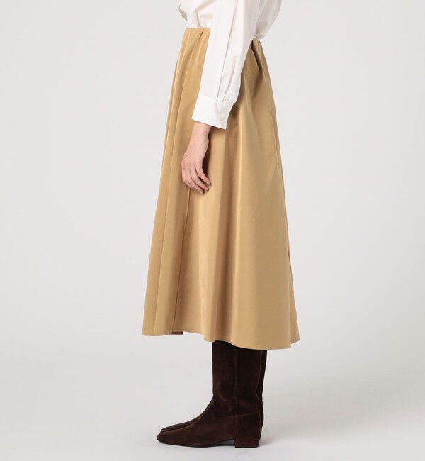 MACPHEE「ダブルサテン タックギャザーフレアスカート」|フレア|