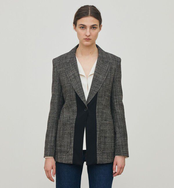 DES PRES「ウールリネンツイード バイカラージャケット」|テーラードジャケット|
