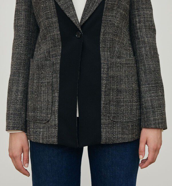 DES PRES「ウールリネンツイード バイカラージャケット」|テーラードジャケット|