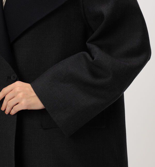 DES PRES「ダブルフェイスツイル オープンカラーコート」|ノーカラーコート|