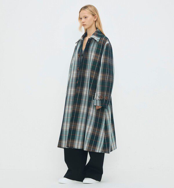 CABaN「ポリエステル ビッグチェックジャカード ステンカラーコート」|ステンカラーコート|