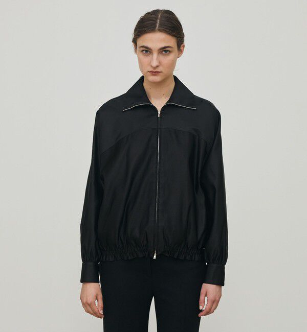 DES PRES「トリアセテートシルクサテン ジップアップブルゾン」|ブルゾン・スタジャン|