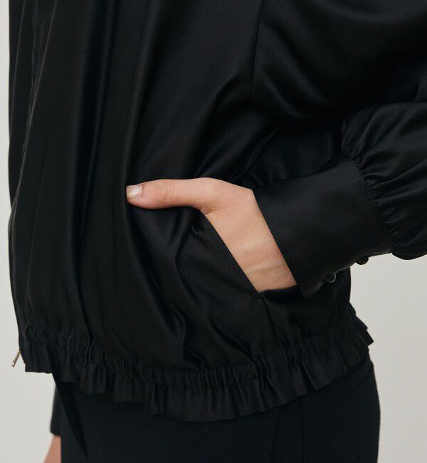 DES PRES「トリアセテートシルクサテン ジップアップブルゾン」|ブルゾン・スタジャン|