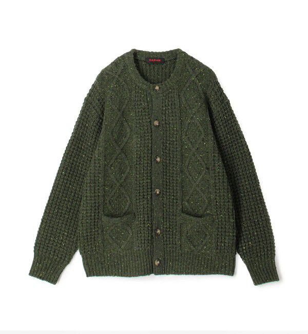 CABaN「ウールネップ ケーブルカーディガン」|ニット・セーター|57 カーキ