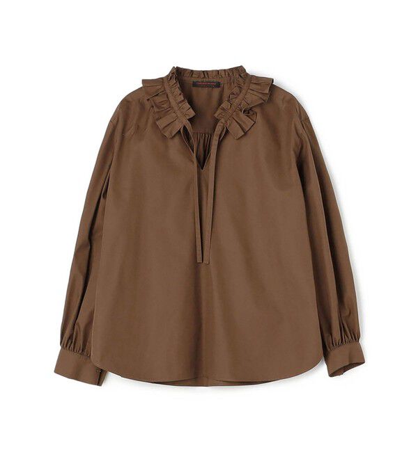 TOMORROWLAND collection「ライトモールスキン ラッフルブラウス」|シャツ・ブラウス|49 ブラウン