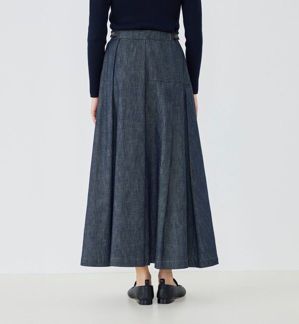 GALERIE VIE「ステイブルーデニム タックドレープスカート」|フレア|