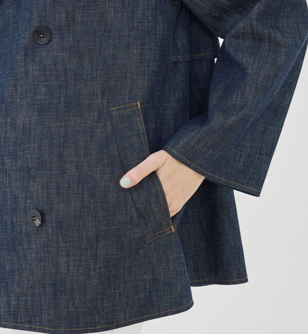 GALERIE VIE「ステイブルーデニム カラーレストレンチコート」|ノーカラーコート|