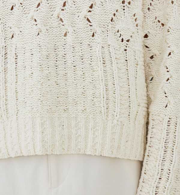 GALERIE VIE「コットンウールアラン オープンカラープルオーバー」|ニット・セーター|