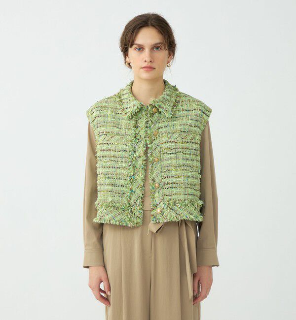 Ballsey「プレリーツイード ステンカラーショートジレ」|ベスト・ジレ|