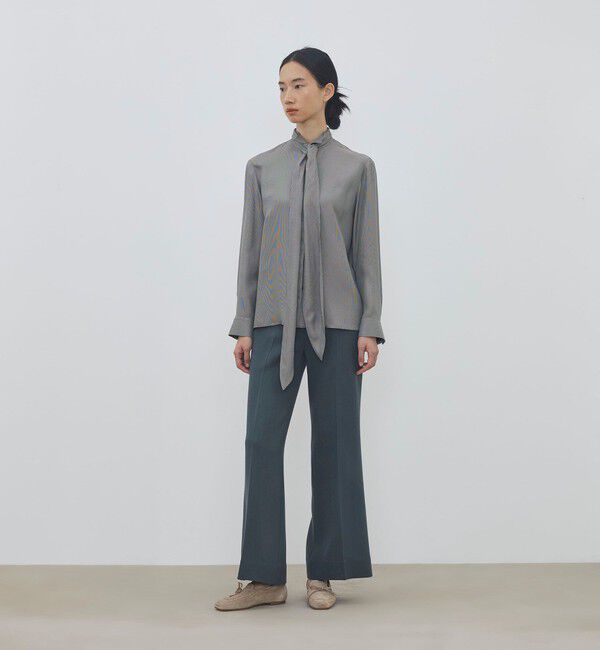 DES PRES「レーヨンマイクロハウンドトゥース ボウタイドレスブラウス」|シャツ・ブラウス|