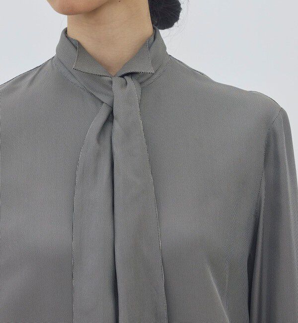 DES PRES「レーヨンマイクロハウンドトゥース ボウタイドレスブラウス」|シャツ・ブラウス|