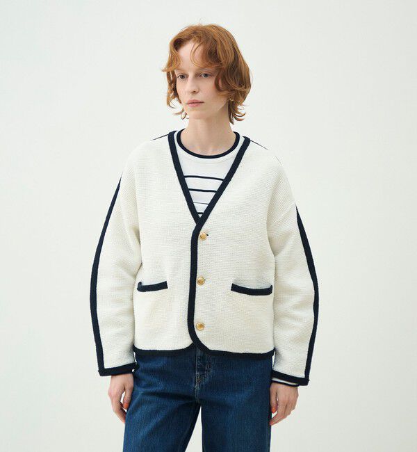 MACPHEE「モスライクステッチ Vカラーカーディガン」|カーディガン|