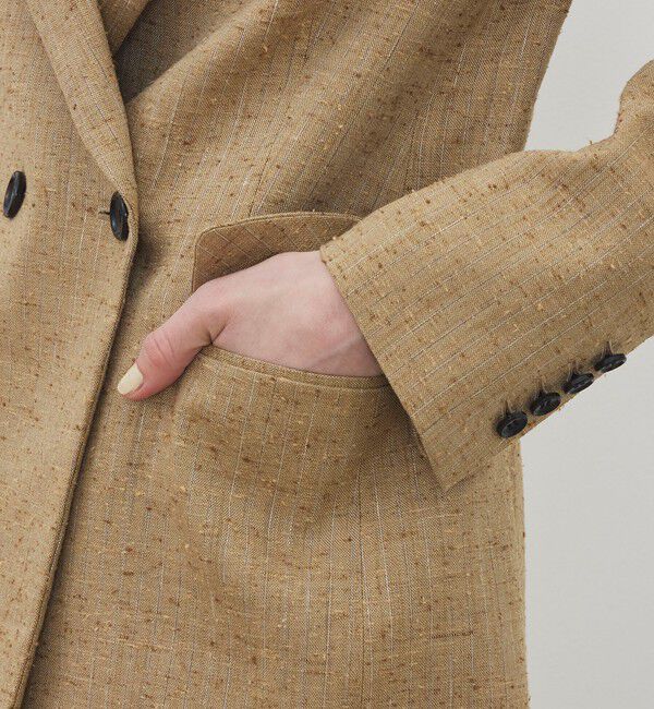 DES PRES「リネンストライプ ピークドラペル ダブルブレステッドジャケット」|テーラードジャケット|