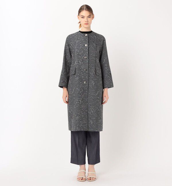 TOMORROWLAND collection「オーバーフラワージャカード クルーネックコート」|ノーカラーコート|