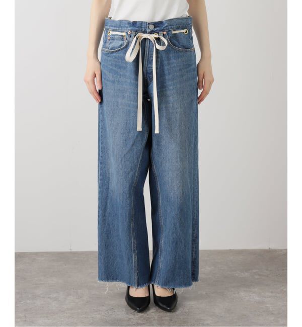  「《追加2》ドロストワイドイージーデニムパンツ」|デニム|