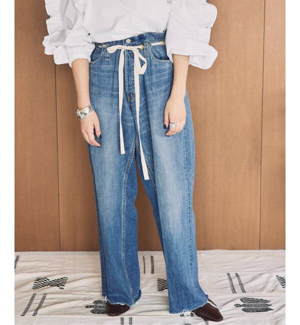  「《追加2》ドロストワイドイージーデニムパンツ」|デニム|