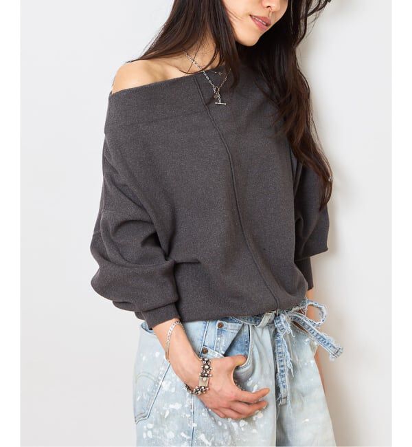  「2WAYワイドネックルーズKNIT CARDIGAN TOPS：ニット」|ニット・セーター|