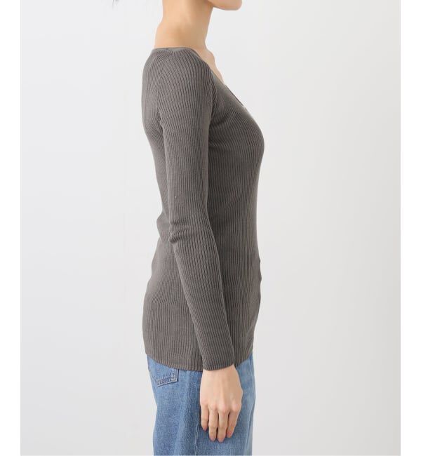 EMILYWEEK「シルク混リブVネックプルオーバー」|Tシャツ・カットソー|