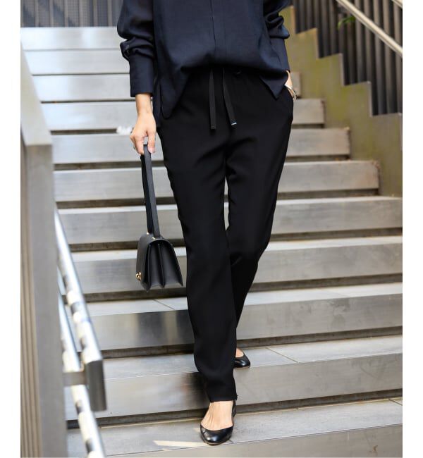 VERMEIL par iena「ツイルストレッチスリムパンツ」|スラックス|ブラック