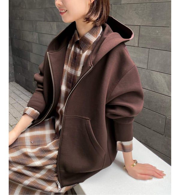 SLOBE IENA「《一部店舗・WEB限定カラー有り/追加》ボリュームジップアップフーディー」|パーカー|ブラウン