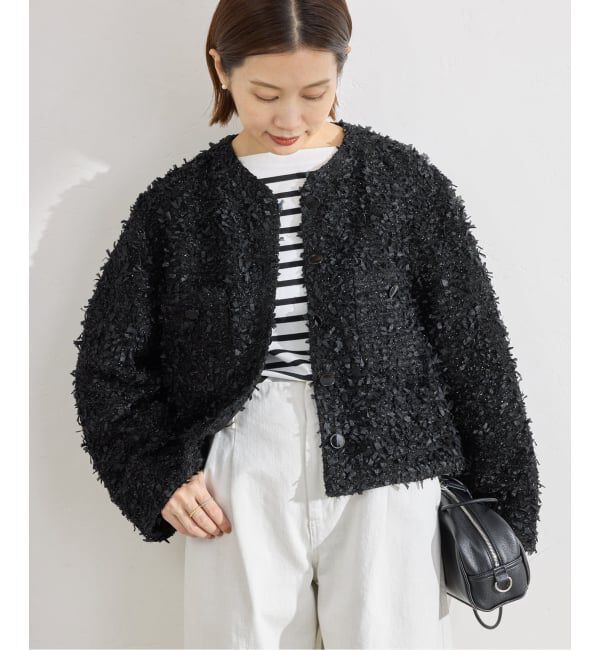 IENA「ファンシーツイードジャケット」|ノーカラージャケット|