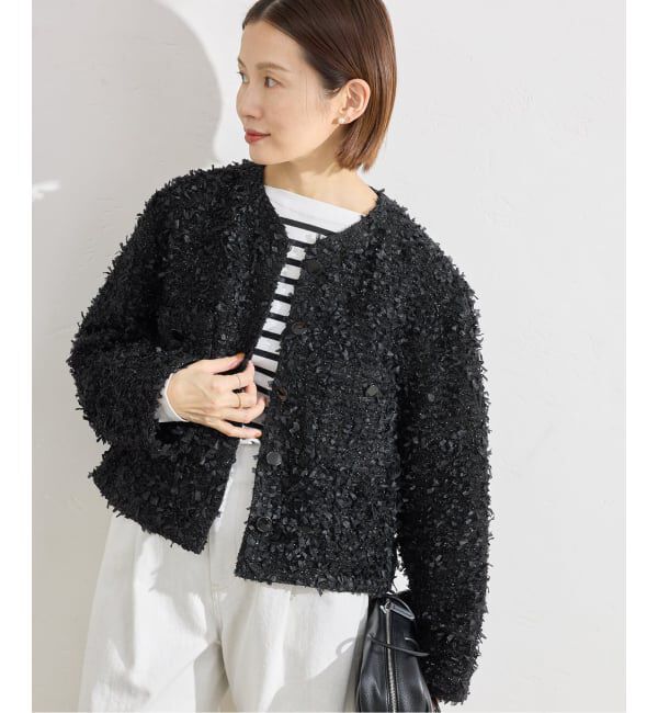 IENA「ファンシーツイードジャケット」|ノーカラージャケット|