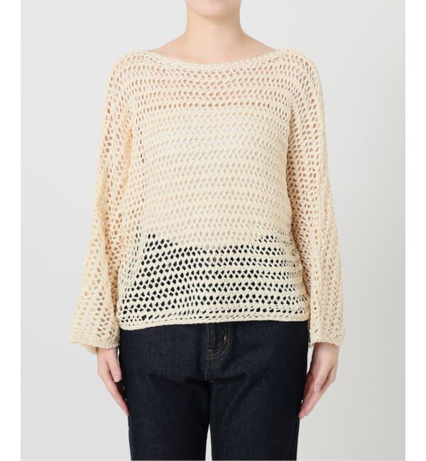 SLOBE IENA「ギマヤーンメッシュボートネックニット」|ニット・セーター|