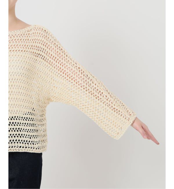 SLOBE IENA「ギマヤーンメッシュボートネックニット」|ニット・セーター|