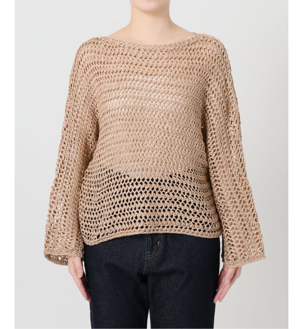 SLOBE IENA「ギマヤーンメッシュボートネックニット」|ニット・セーター|