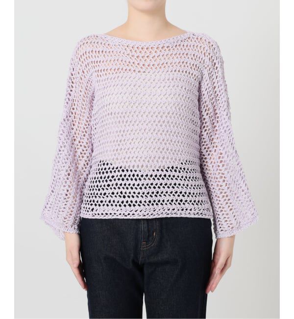 SLOBE IENA「ギマヤーンメッシュボートネックニット」|ニット・セーター|