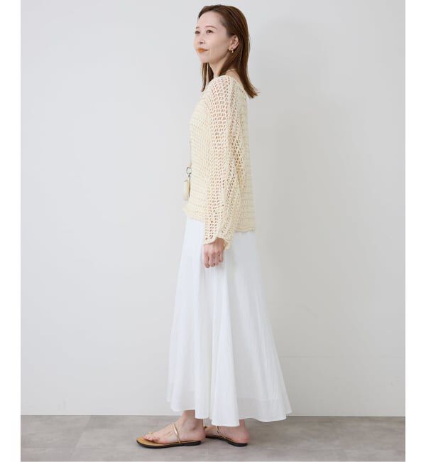 SLOBE IENA「ギマヤーンメッシュボートネックニット」|ニット・セーター|