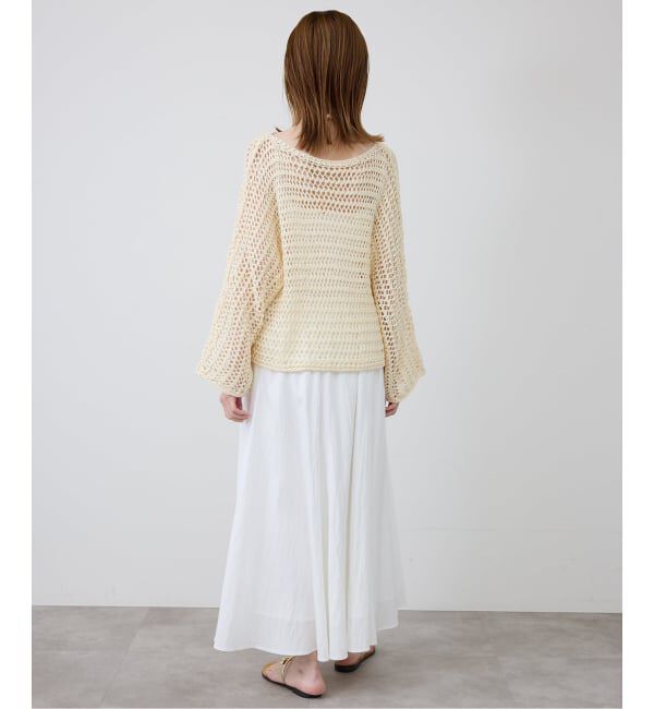 SLOBE IENA「ギマヤーンメッシュボートネックニット」|ニット・セーター|