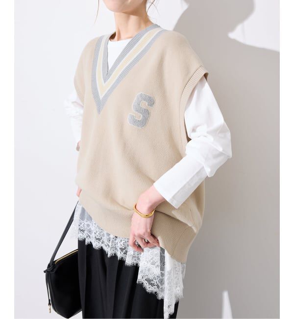 SLOBE IENA「サガラ刺繍レタードベスト」|ベスト・ジレ|