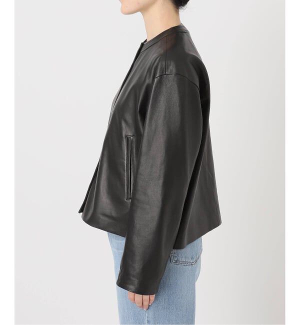 IENA「《追加》シープクルーネックブルゾン」|ライダースジャケット|