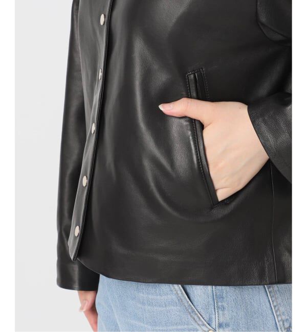 IENA「《追加》シープクルーネックブルゾン」|ライダースジャケット|