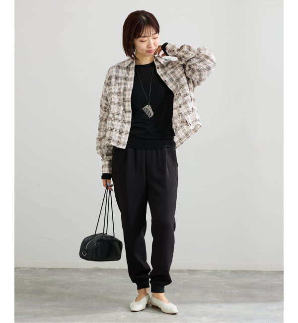 IENA「《新色/追加》シャーリングチェックショートシャツ」|シャツ・ブラウス|