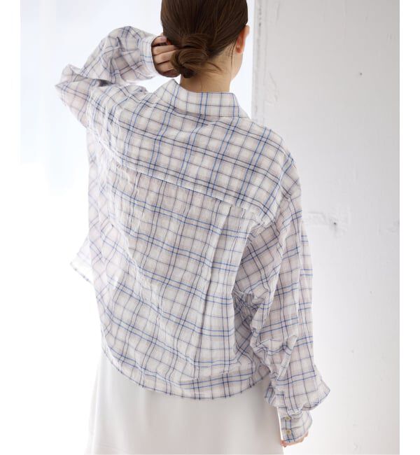 IENA「《新色/追加》シャーリングチェックショートシャツ」|シャツ・ブラウス|