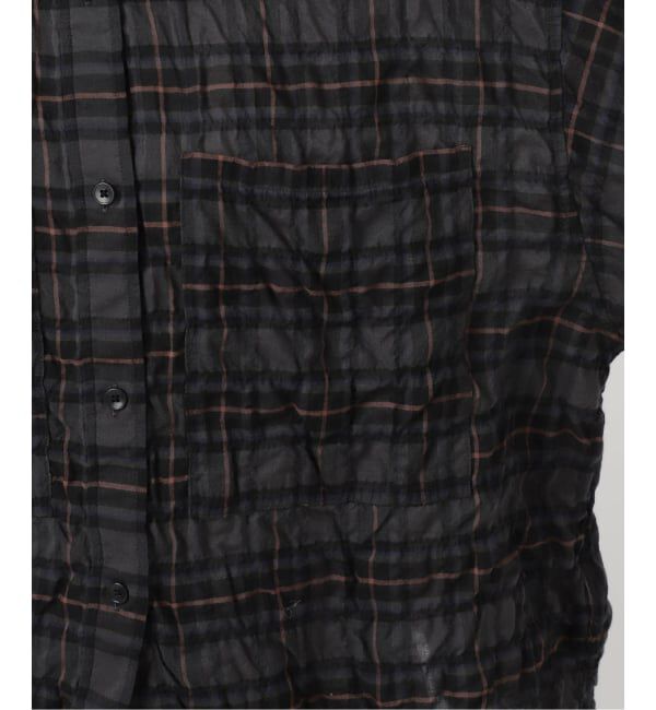 IENA「《新色/追加》シャーリングチェックショートシャツ」|シャツ・ブラウス|