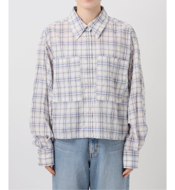 IENA「《新色/追加》シャーリングチェックショートシャツ」|シャツ・ブラウス|