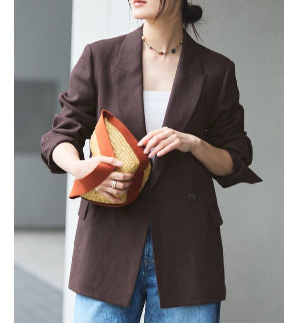 IENA「ウォッシャブル リネンミックス テーラードジャケット」|テーラードジャケット|