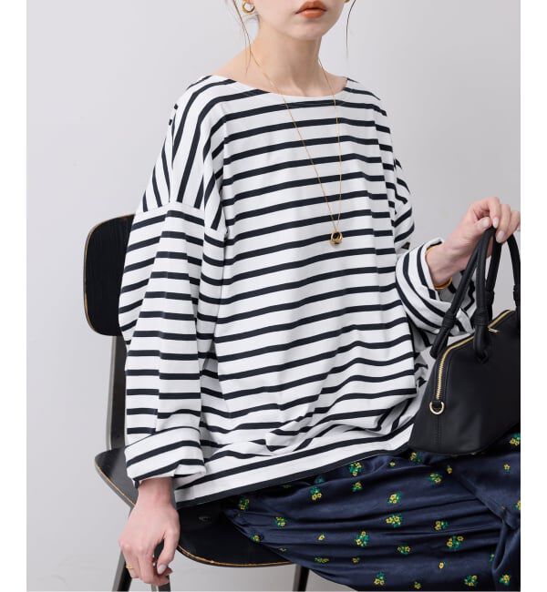 SLOBE IENA「LE MINOR/ルミノア SLOBE別注 ビッグボーダロンTEE」|Tシャツ・カットソー|ネイビー