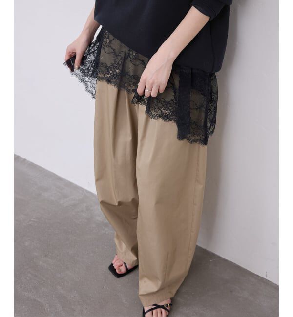 SLOBE IENA「《追加5》レースコンビカットソー」|Tシャツ・カットソー|ブラック