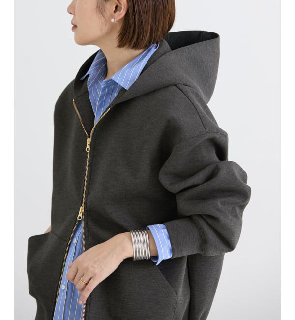 IENA「《セットアップ対応》ダンボールニットフーディ」|パーカー|ブラック A