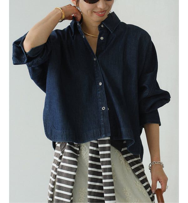 VERMEIL par iena「《追加》デニムフォルムシャツ」|シャツ・ブラウス|ブルー