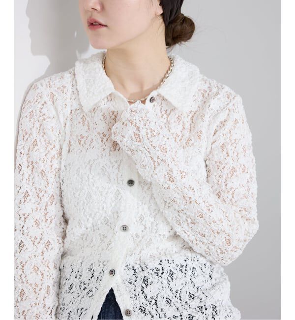 IENA「《追加》Flowerストレッチレース ポロシャツ」|Tシャツ・カットソー|