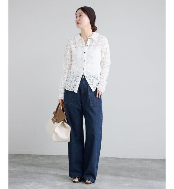 IENA「《追加》Flowerストレッチレース ポロシャツ」|Tシャツ・カットソー|