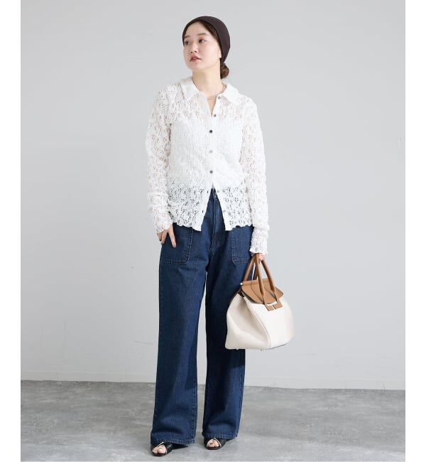 IENA「《追加》Flowerストレッチレース ポロシャツ」|Tシャツ・カットソー|