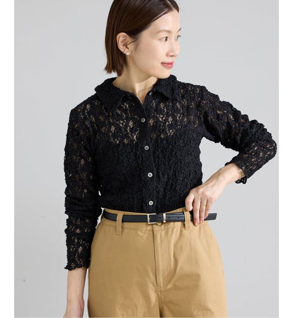 IENA「《追加》Flowerストレッチレース ポロシャツ」|Tシャツ・カットソー|